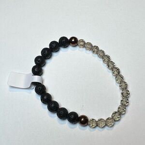 Lava stone stretch bracelet with glass beads handmade